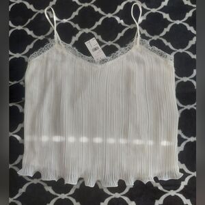 Lush White‎ Lace Trimmed Women's Top xl